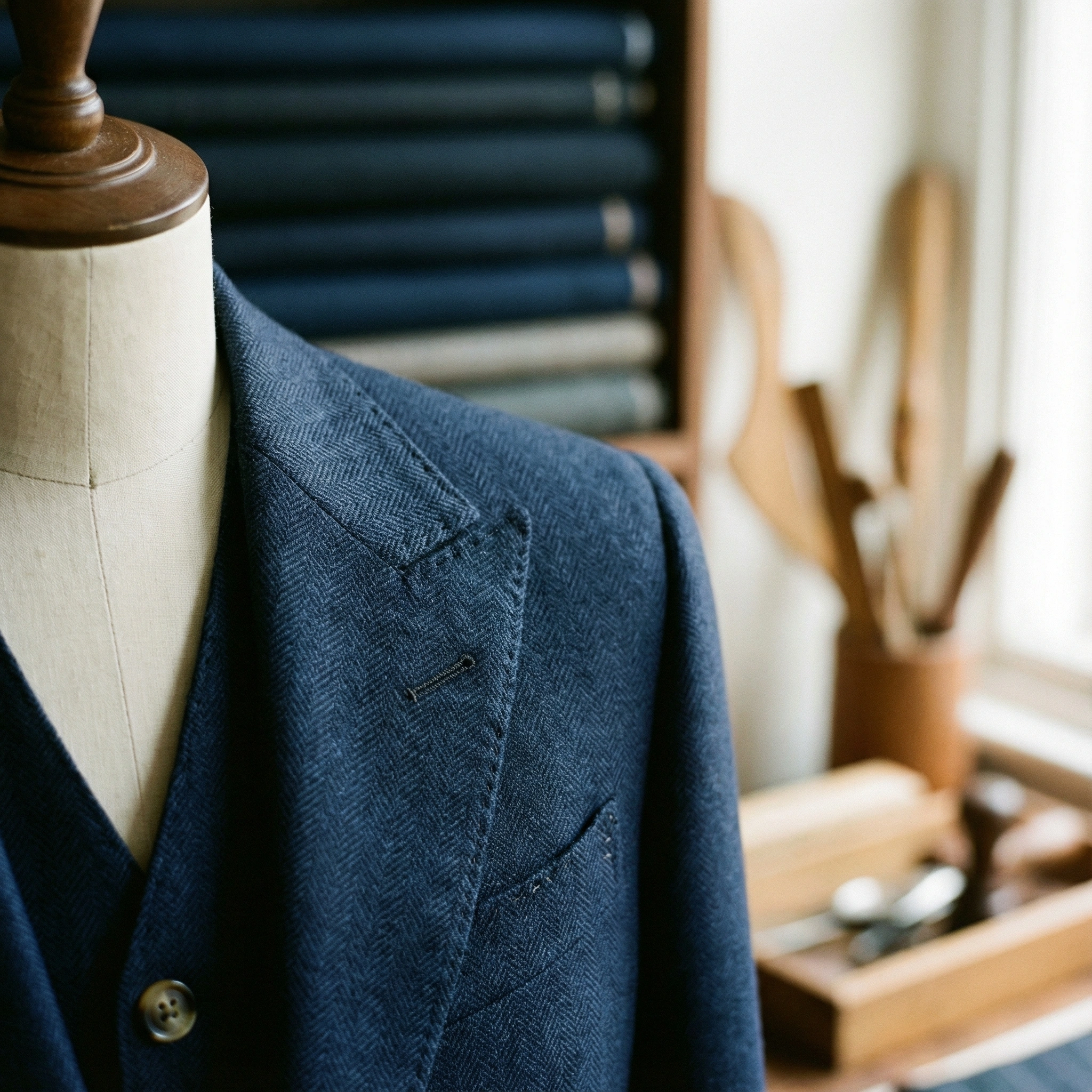 fashion navy bespoke suit