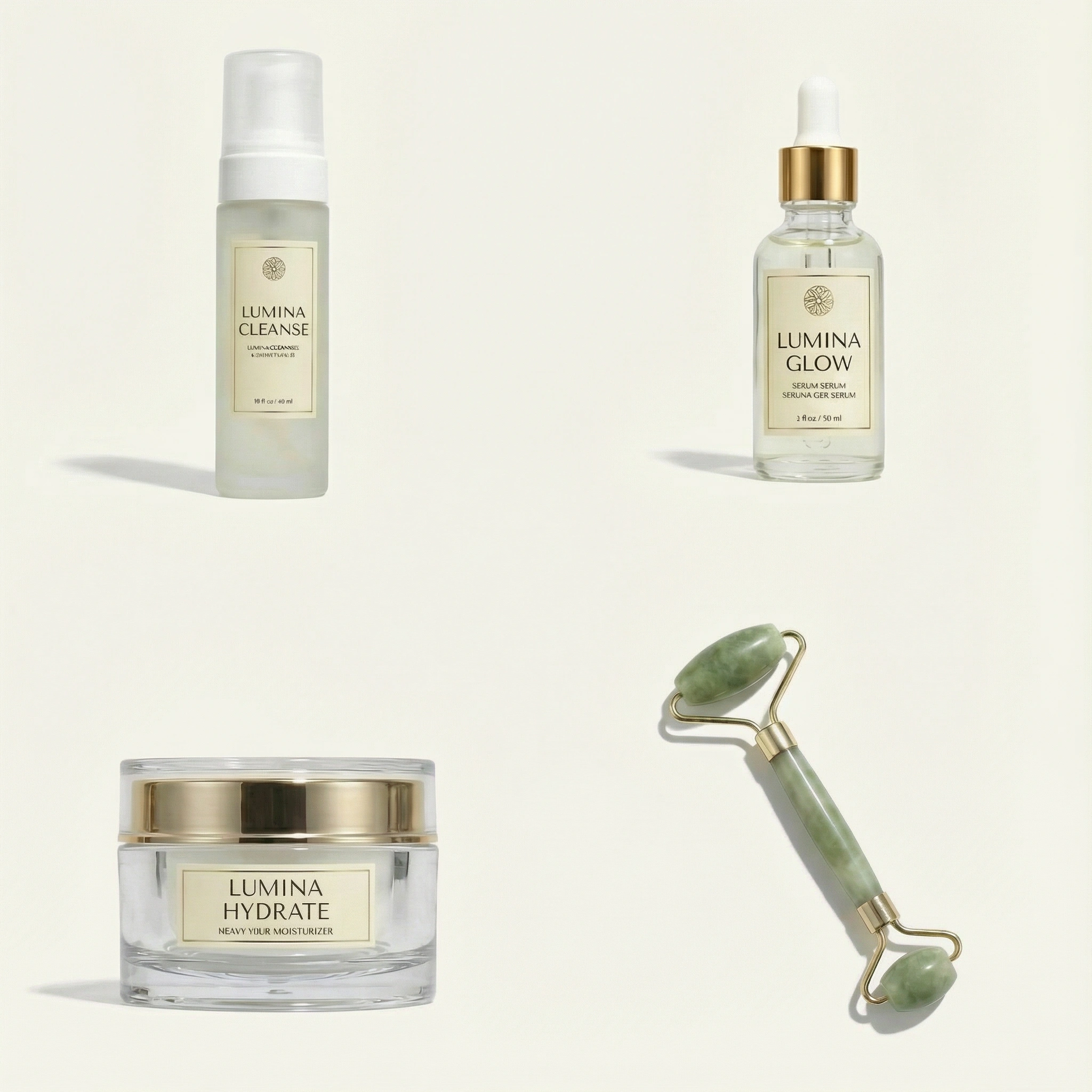 Skincare bundle before AI product photography